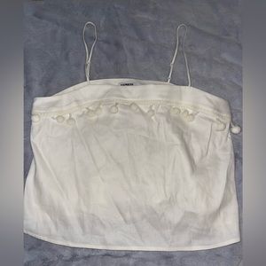 Express White Top with Little PomPoms with Adjustable Straps Size Large